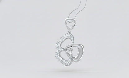 Moissanite Interlocking Heart Pendant Necklace, Rose Gold Silver, Adjustable