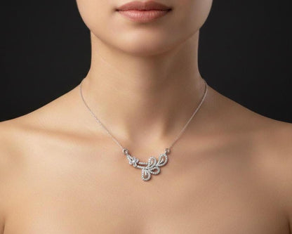 Moissanite Floral Pendant Necklace | Gold Rose Silver Jewelry  Gift for Her Valentine Love