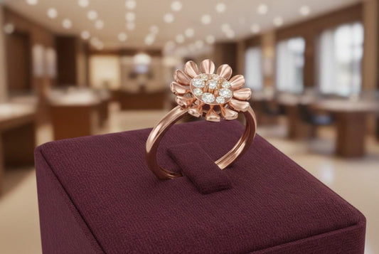 Moissanite Floral Daisy Ring for Women | Gold, Rose Gold & Silver | Sizes 5–11 | Promise & Valentine Gift