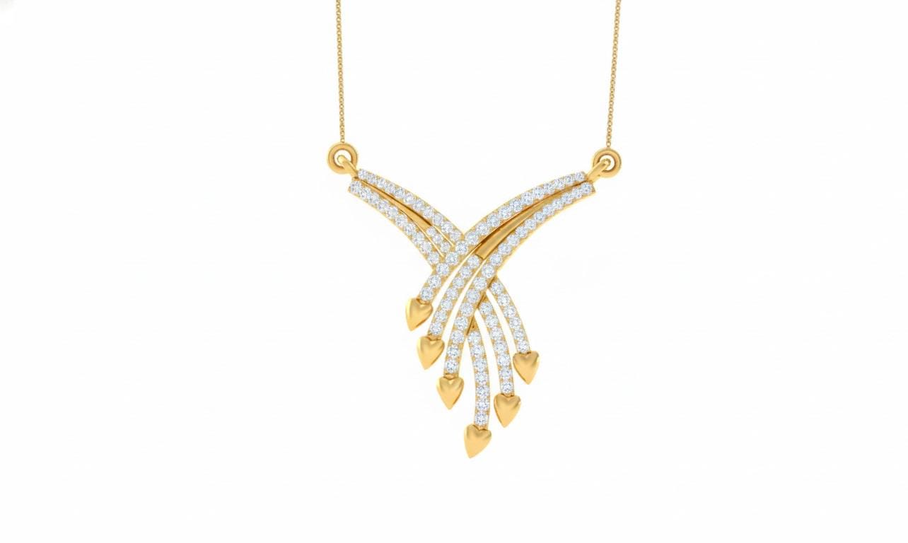 Riora elegant moissanite heart drop necklace in rose gold, dainty bridal jewelry with romantic design for women