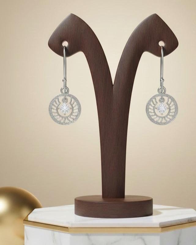 Moissanite Sunburst Drop Earrings | Hypoallergenic Dangle Earrings | Gold, Rose Gold & Silver