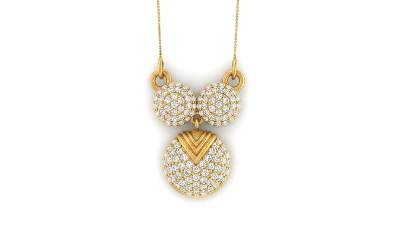 Rose gold moissanite circle pendant necklace with elegant bridal design, featuring sparkling gemstones on a delicate chain.