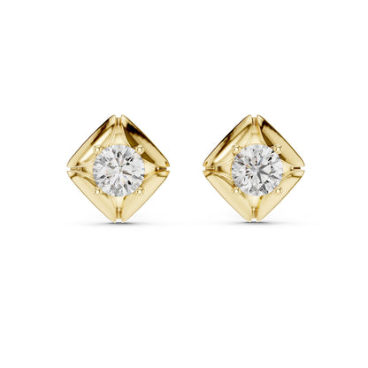 Riora moissanite diamond stud earrings in rose gold, silver, minimalist bridal jewelry for wedding or gift, featuring sparkling stones.