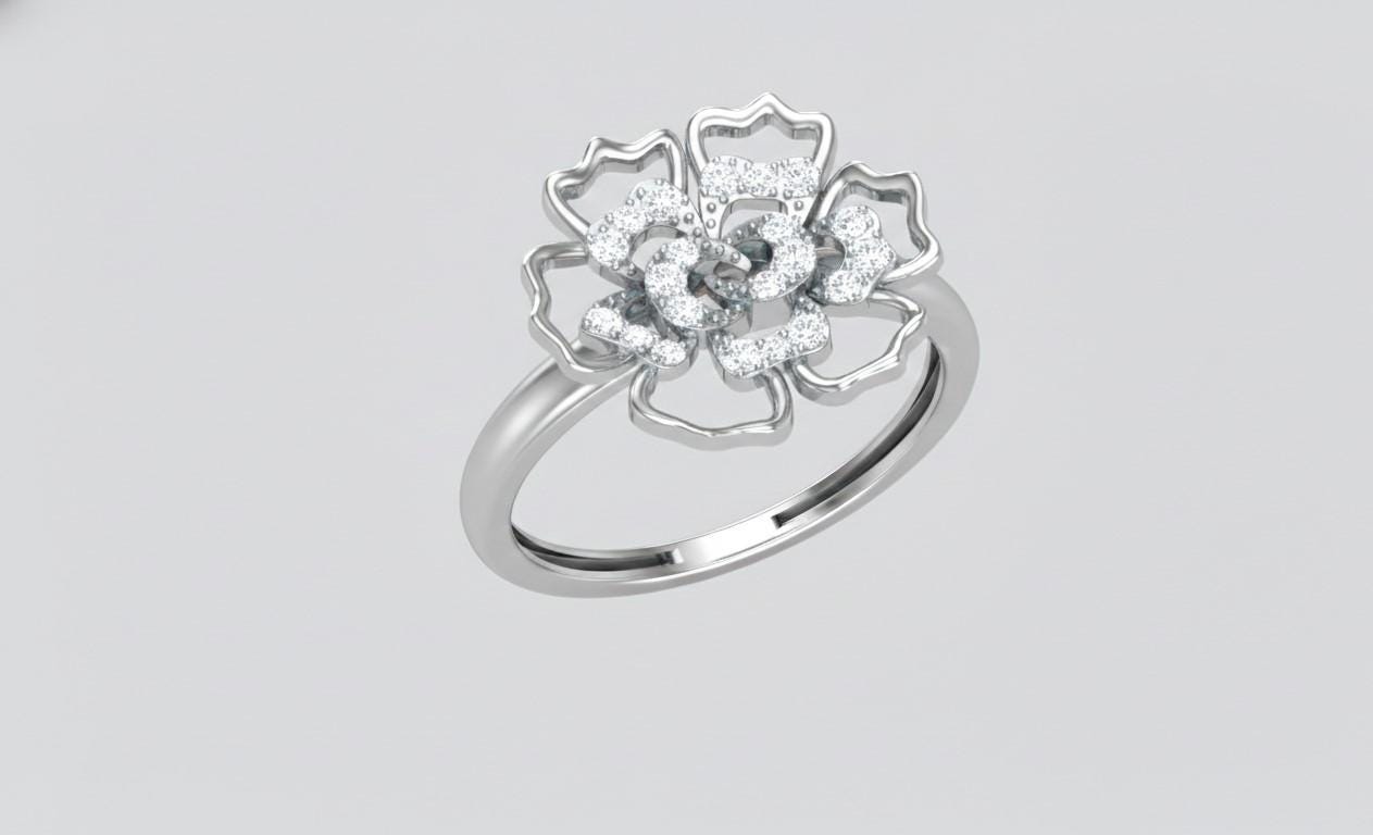 Moissanite Flower Ring | Floral Diamond Look Ring | Nickel-Free Hypoallergenic Statement Jewelry
