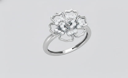 Moissanite Flower Ring | Floral Diamond Look Ring | Nickel-Free Hypoallergenic Statement Jewelry