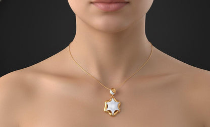 Moissanite Necklace, Rose Gold Silver Chain, Star Pendent