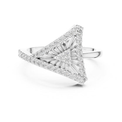 Riora geometric triangle moissanite diamond gold ring featuring a minimalist modern design, perfect for statement jewelry or anniversary gift