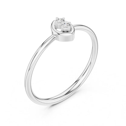 Riora minimalist double moissanite diamond ring with two stones, dainty open engagement band in gold or silver.