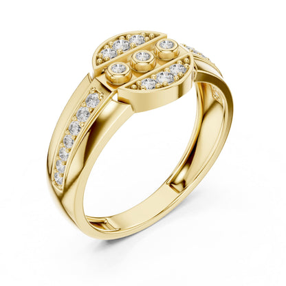 Riora luxury moissanite diamond statement ring in gold and silver, bold cocktail style jewelry for bridal or anniversary occasions
