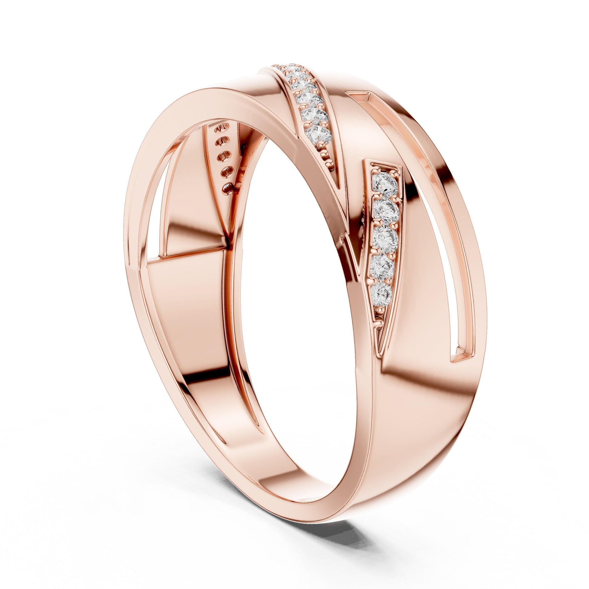 Riora luxury CZ wedding band ring in gold, rose gold, and silver with hypoallergenic design, ideal for anniversary gifts