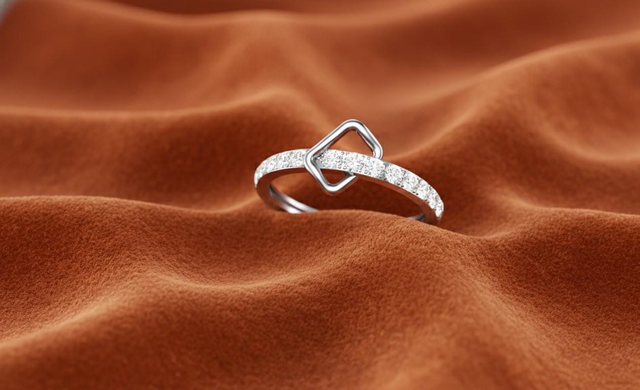 Moissanite Square Ring | Geometric Band | Gold, Rose Gold & Silver | Promise & Engagement Ring
