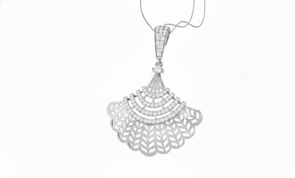 Moissanite Fan Pendant Necklace – Rose Gold Art Deco Style