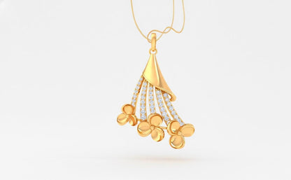 Flower Pendant Necklace, Gold Rose Silver Chain, Elegant Bridal Gift, Minimal Sparkle Jewelry