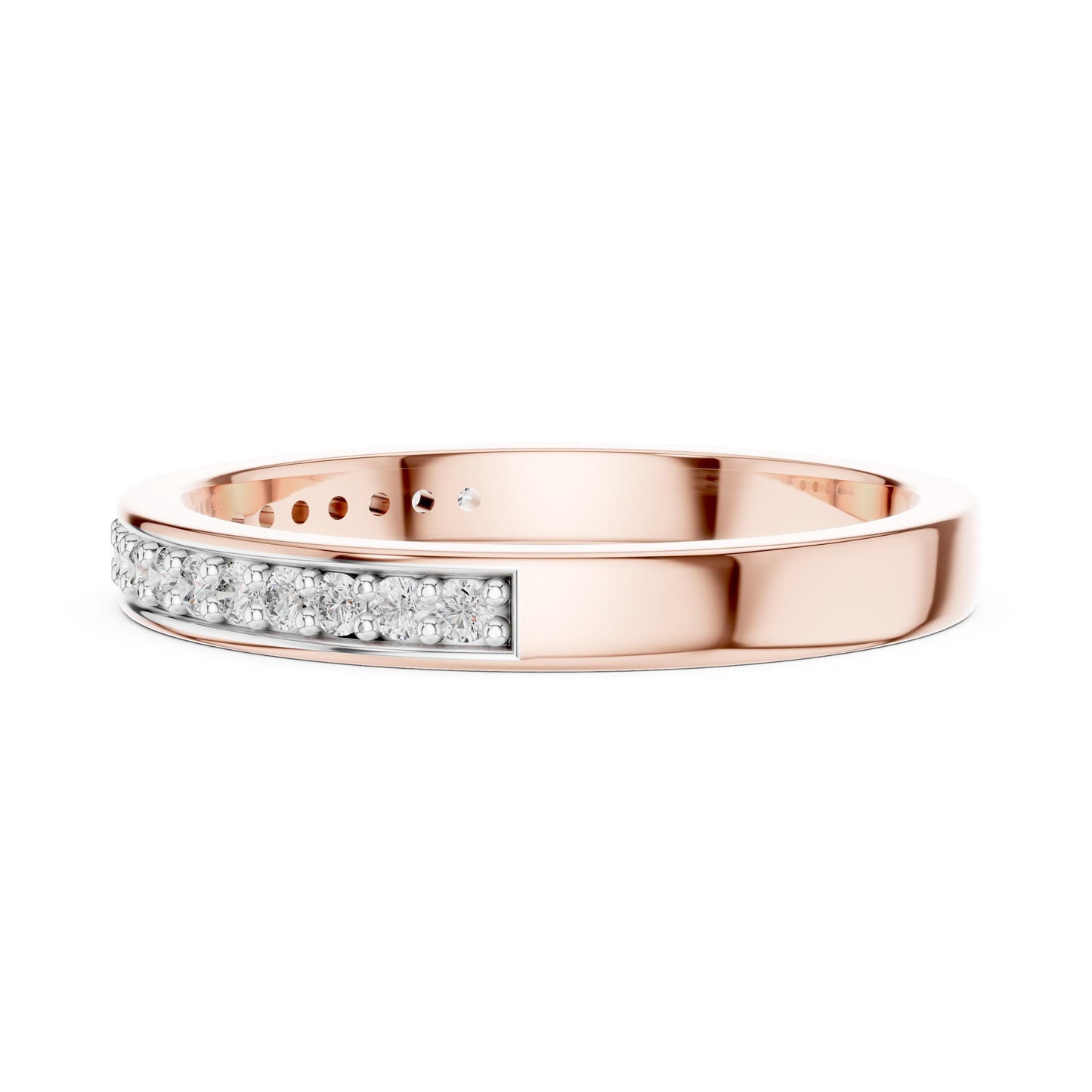Riora moissanite diamond wedding band, minimalist stackable thin ring for bridal, promise, or anniversary jewelry.