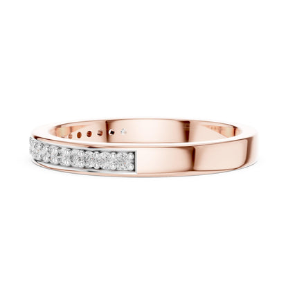Riora moissanite diamond wedding band, minimalist stackable thin ring for bridal, promise, or anniversary jewelry.
