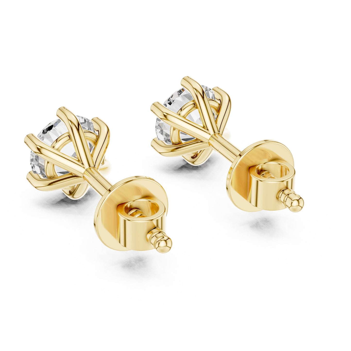 Riora Moissanite diamond stud earrings in rose gold, minimalist dainty jewelry for everyday wear or bridal occasions.