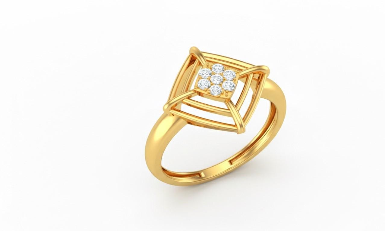Geometric Moissanite Cluster Ring | Hypoallergenic Statement Ring | Luxury Gift for Women