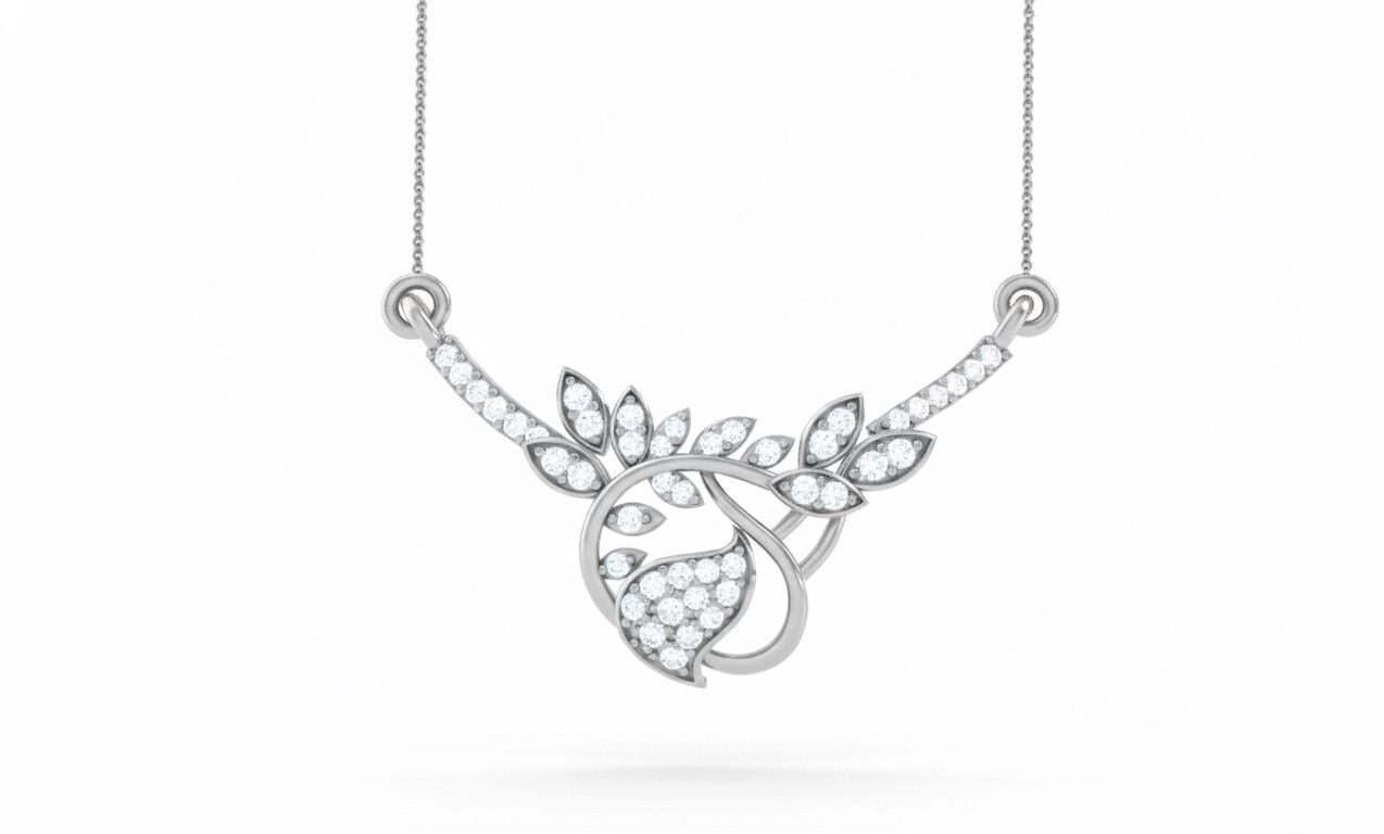 Moissanite Leaf Pendant Necklace, Hypoallergenic Adjustable Chain