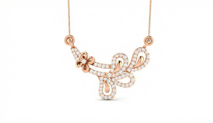 Moissanite Floral Pendant Necklace | Gold Rose Silver Jewelry  Gift for Her Valentine Love