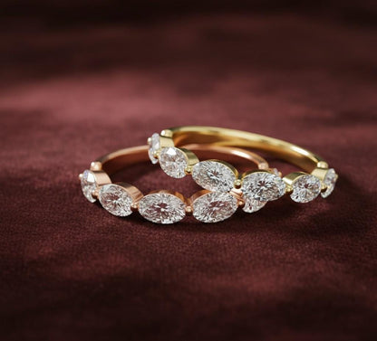 Oval CZ Eternity Band Ring | Hypoallergenic Gold Rose Gold Silver | Anniversary Promise Ring for Her