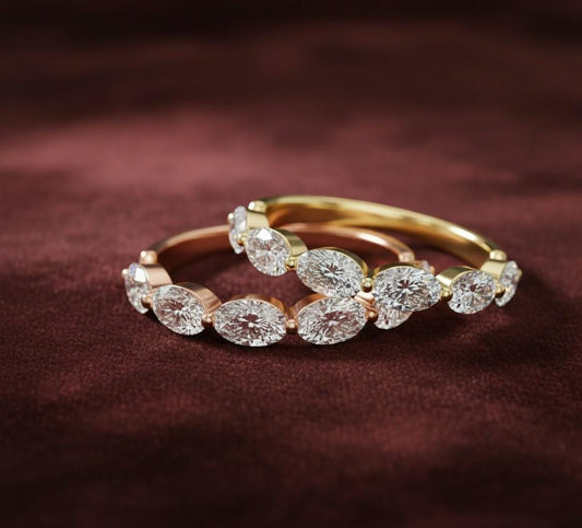 Oval CZ Eternity Band Ring | Hypoallergenic Gold Rose Gold Silver | Anniversary Promise Ring for Her