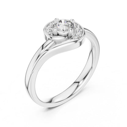 Riora moissanite diamond engagement band with swirl design, vintage style wedding ring for bride, bridal gift jewelry