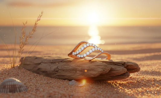 Wave Moissanite Ring – Hypoallergenic Promise Ring Gift for Her