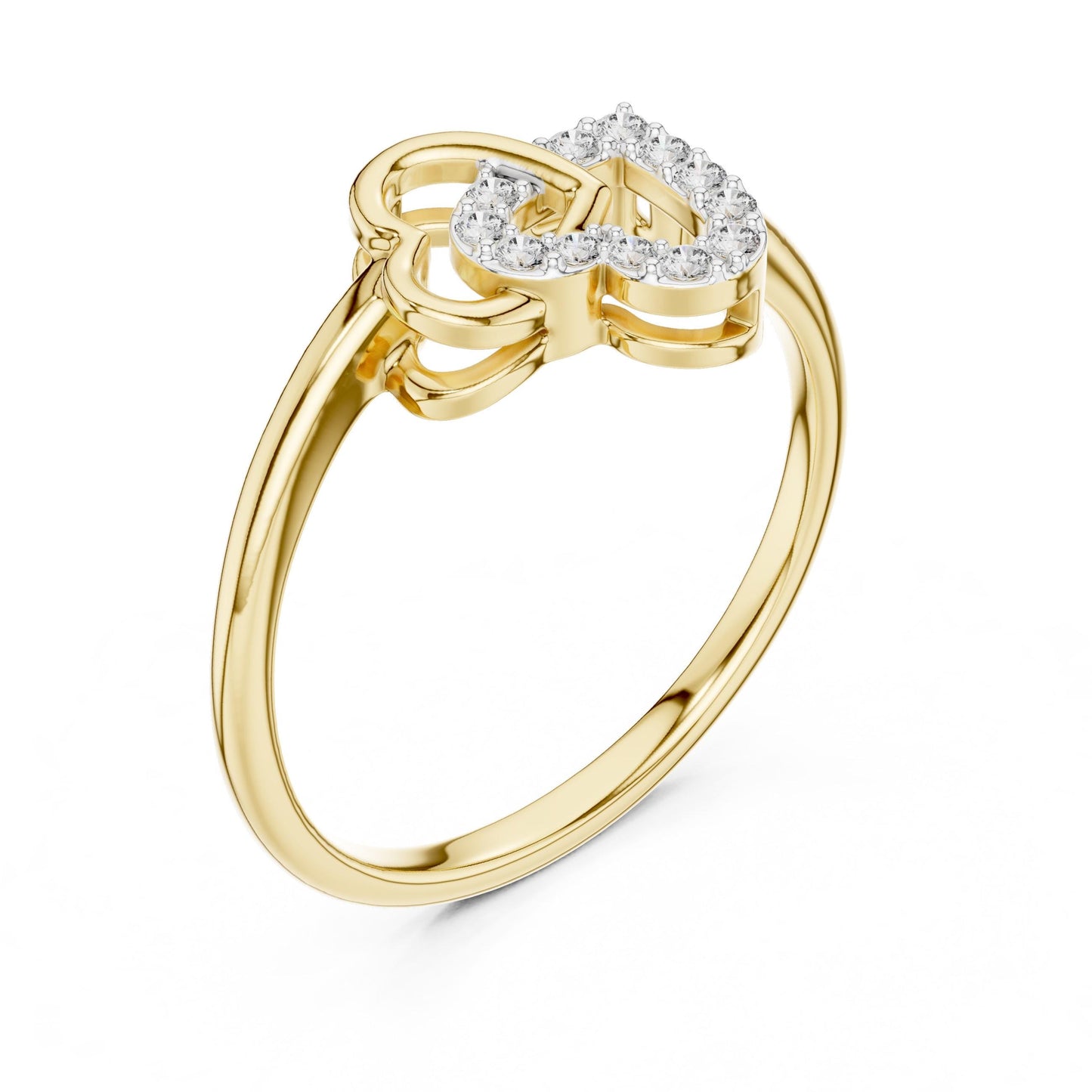 Riora moissanite heart initial ring featuring a minimalist romantic design, perfect for women’s love promise jewelry.