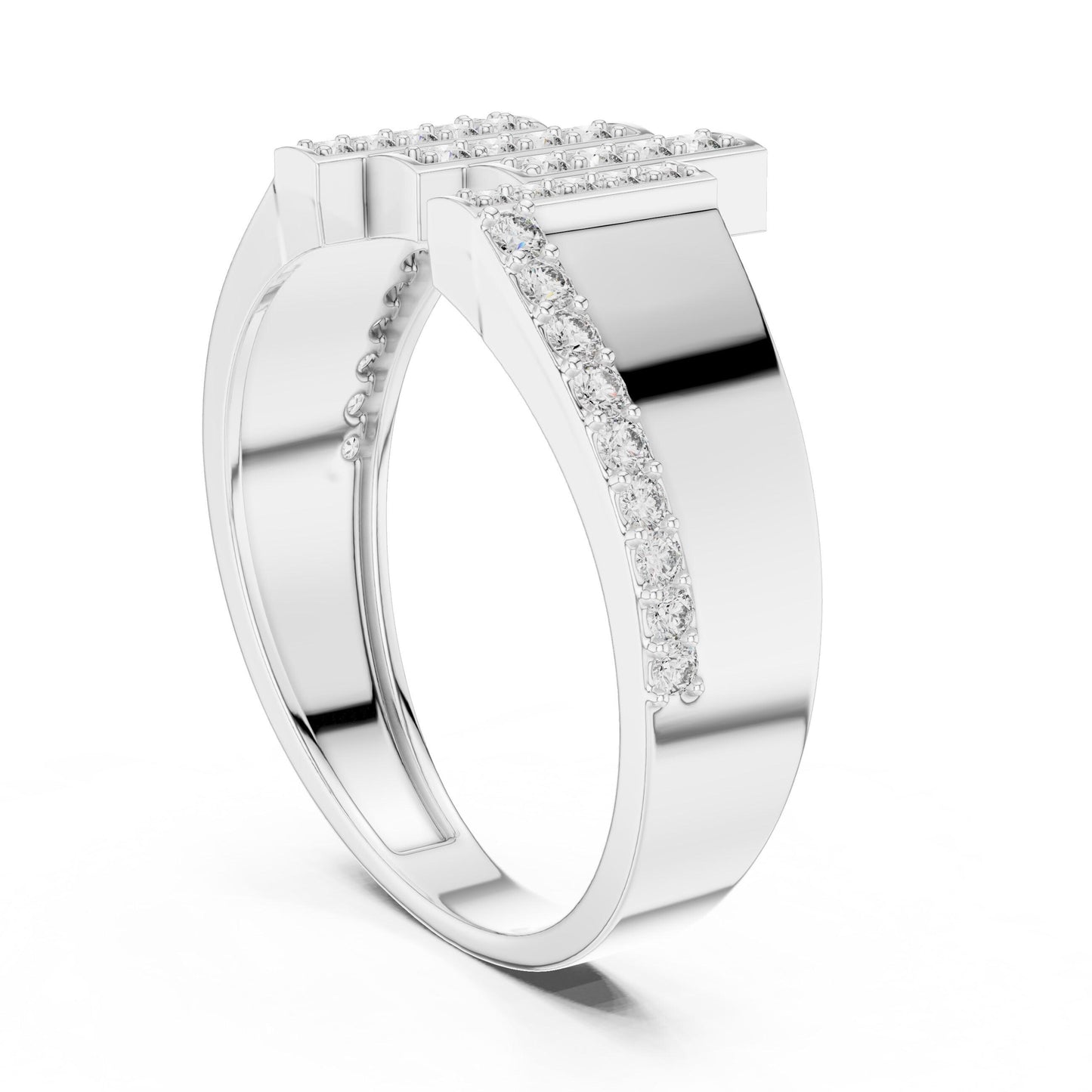 Gold and silver adjustable CZ statement ring for women featuring a floral design, ideal for anniversaries or Valentine’s Day gifts.