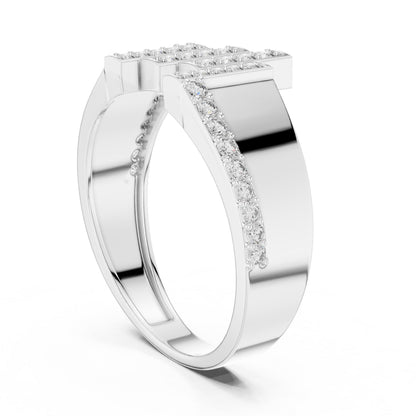 Gold and silver adjustable CZ statement ring for women featuring a floral design, ideal for anniversaries or Valentine’s Day gifts.