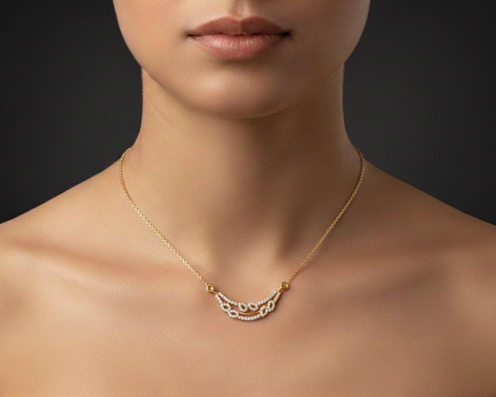 Riora dainty moissanite diamond layered gold necklace with minimalist double chain, perfect everyday jewelry or gift for her