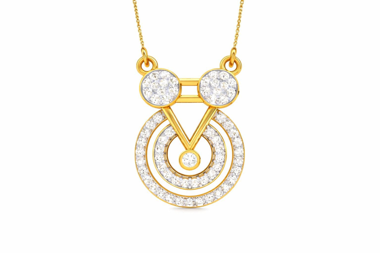 Riora moissanite geometric pendant necklace in gold, rose gold, or silver with dainty circle charm, minimalist bridal jewelry