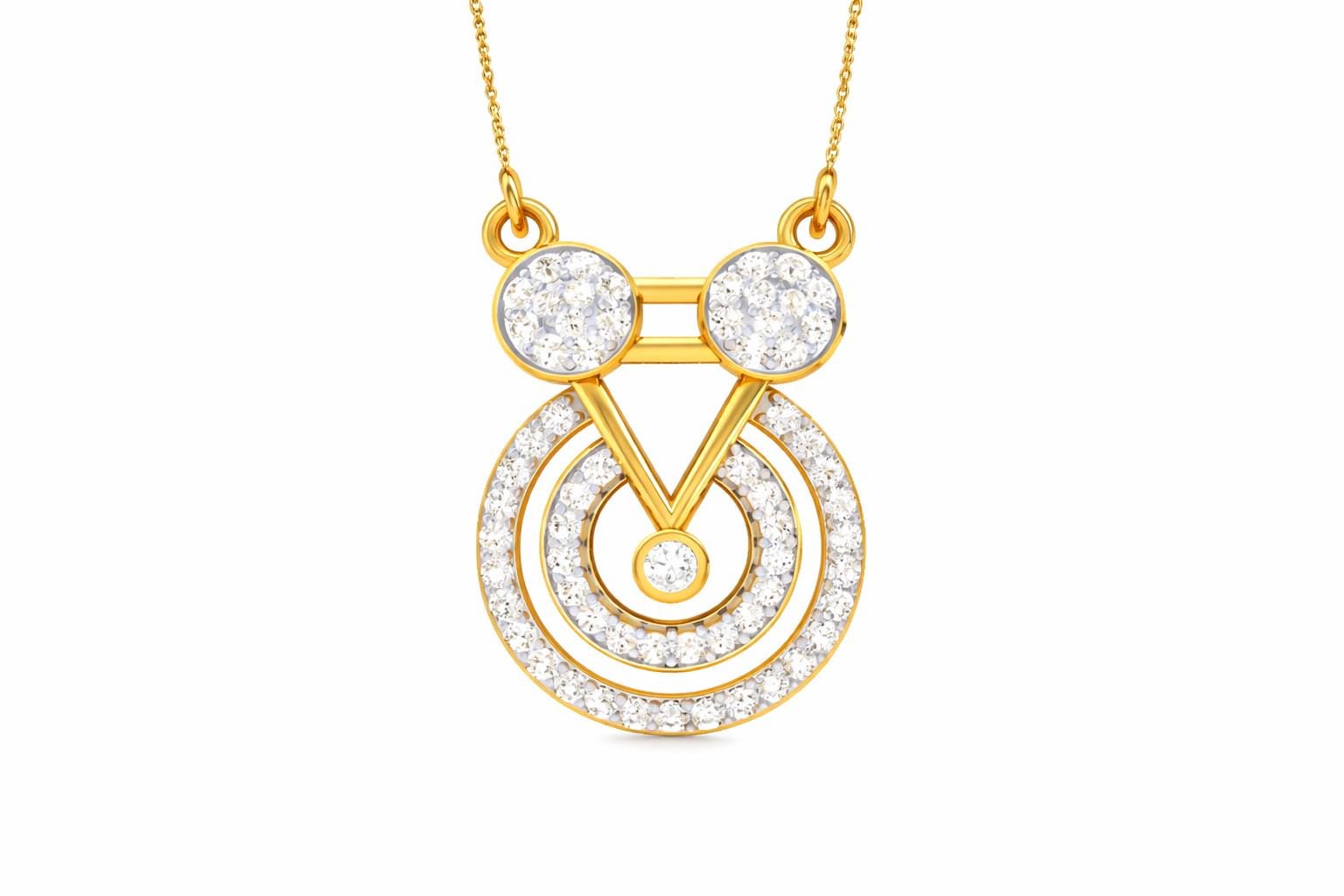 Riora moissanite geometric pendant necklace in gold, rose gold, or silver with dainty circle charm, minimalist bridal jewelry
