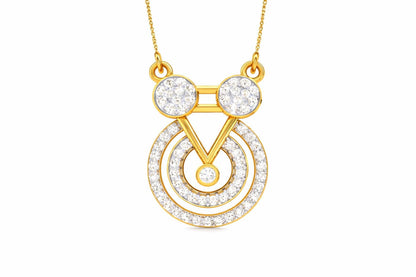 Riora moissanite geometric pendant necklace in gold, rose gold, or silver with dainty circle charm, minimalist bridal jewelry