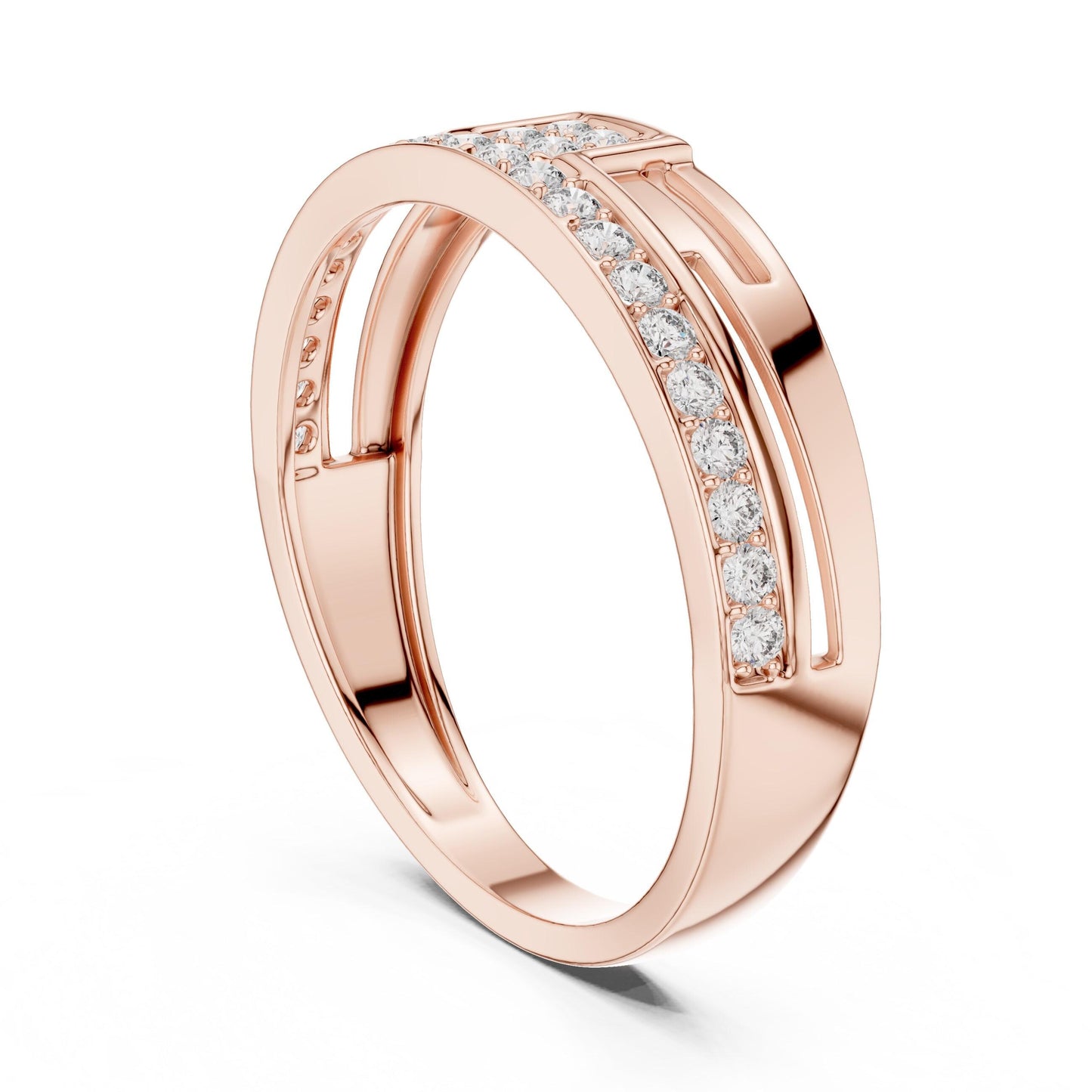 Riora luxury CZ band ring for women in gold and silver, hypoallergenic wedding and anniversary jewelry with a sleek, polished design.