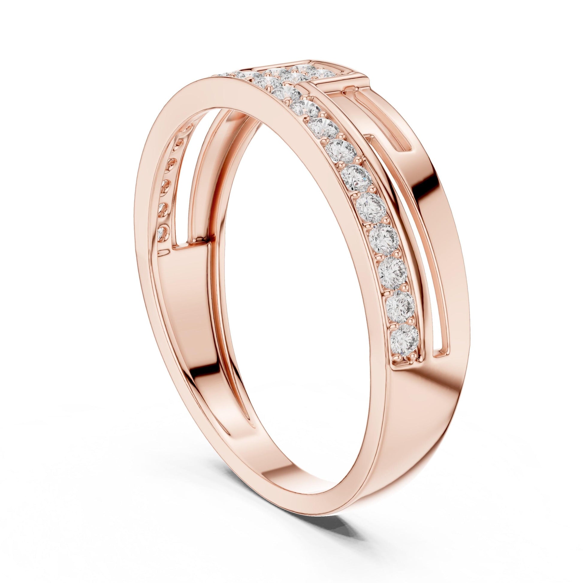 Riora luxury CZ band ring for women in gold and silver, hypoallergenic wedding and anniversary jewelry with a sleek, polished design.