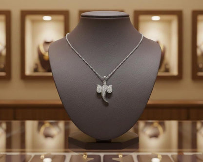 Moissanite Elephant Pendant Necklace | Hypoallergenic Lucky Charm | Gold, Rose Gold, Silver