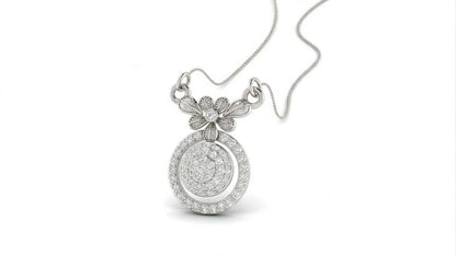 Riora moissanite floral halo pendant necklace in rose gold with adjustable chain, elegant bridal jewelry with floral design.