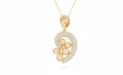 Floral Pendant Necklace, Rose Gold Silver Adjustable Chain Moissanite