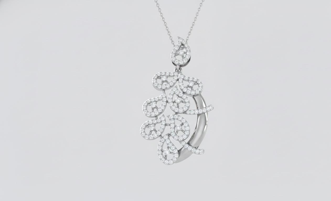 Moissanite Leaf Pendant Necklace, Elegant Rose Gold Finish