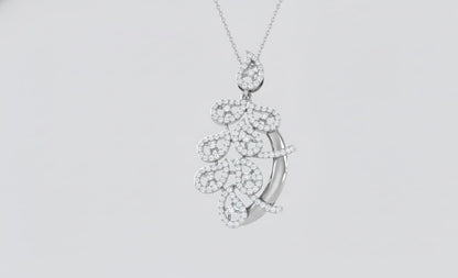 Moissanite Leaf Pendant Necklace, Elegant Rose Gold Finish