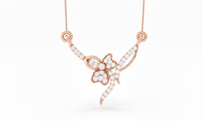 Moissanite Butterfly Pendant Necklace for Women | Gold, Rose Gold & Silver | 22" Adjustable Chain | Valentine & Anniversary Gift