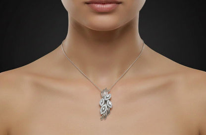 Moissanite Leaf Pendant Necklace, Hypoallergenic Adjustable Chain