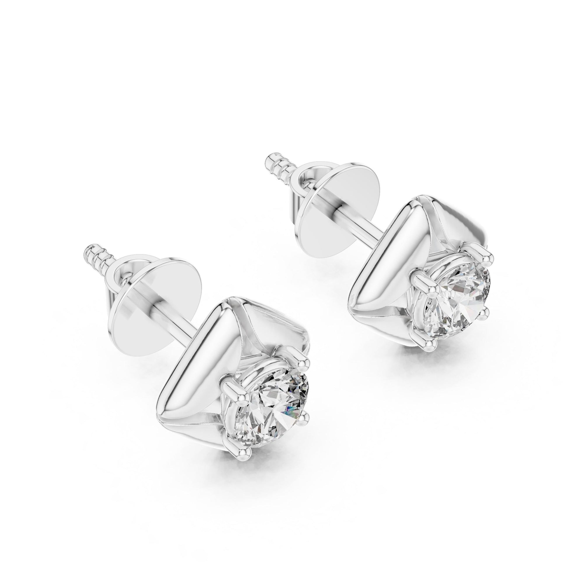 Riora moissanite diamond stud earrings in gold, rose gold, and silver with minimalist bridal design, perfect for wedding jewelry.