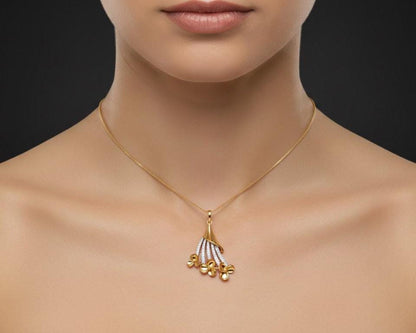 Flower Pendant Necklace, Gold Rose Silver Chain, Elegant Bridal Gift, Minimal Sparkle Jewelry
