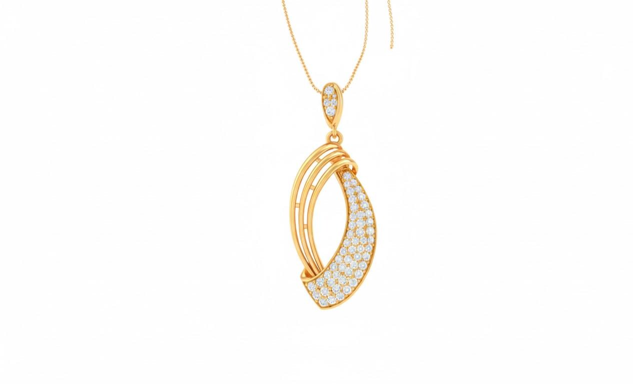 Crescent Pendant Necklace, Adjustable Chain, Elegant Gift Moissanite