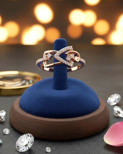 Riora elegant infinity moissanite diamond ring for women, rose gold minimalist wedding band with sparkling stones and sleek design