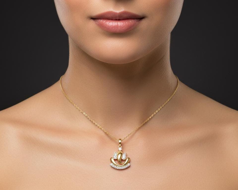 Moissanite Lotus Pendant Necklace | Hypoallergenic Symbolic Jewelry | Gold, Rose Gold, Silver