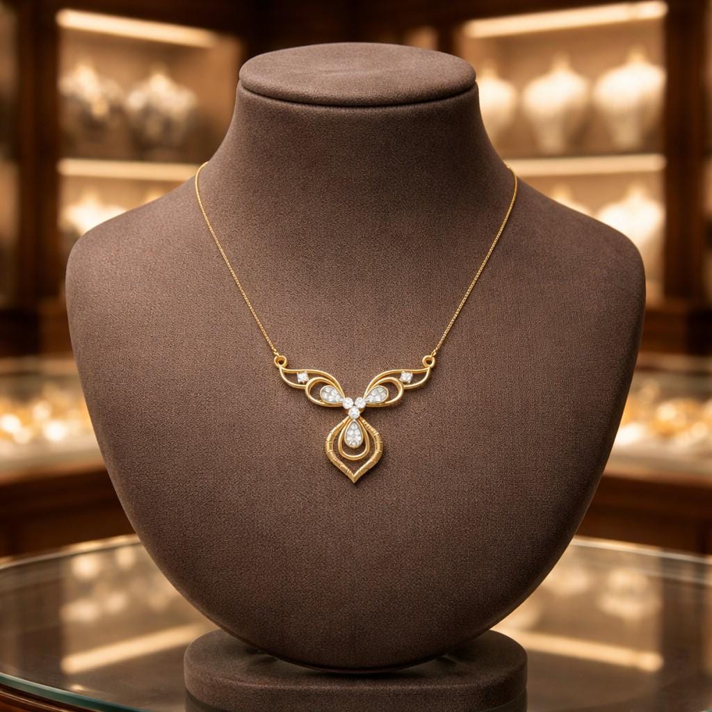 Riora moissanite butterfly necklace with rose gold pendant, elegant bridal jewelry for women, minimalist luxury gift.