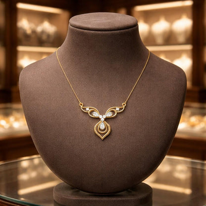 Riora moissanite butterfly necklace with rose gold pendant, elegant bridal jewelry for women, minimalist luxury gift.